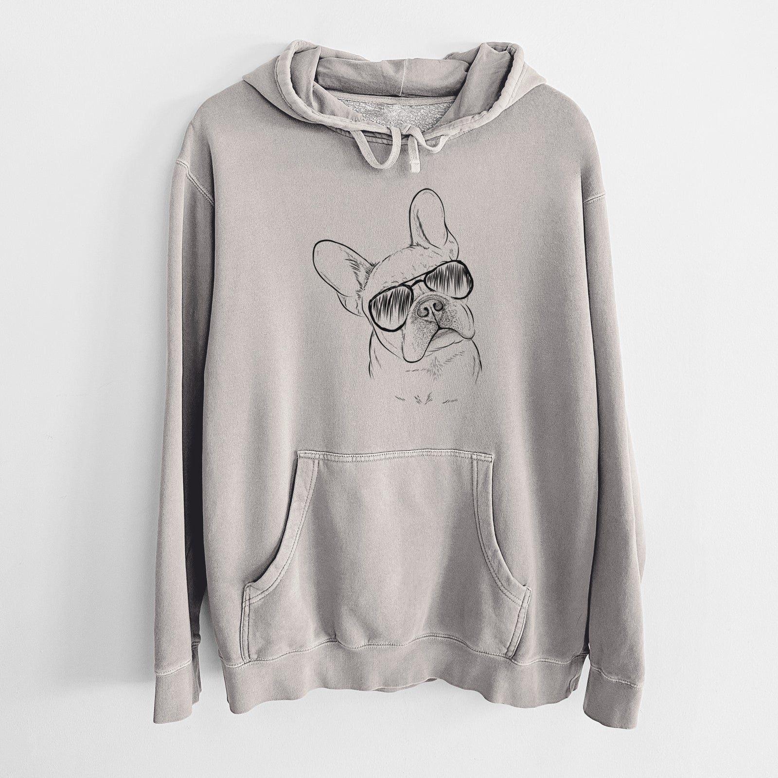 Aviator Loki the French Bulldog - Unisex Pigment Dyed Hoodie