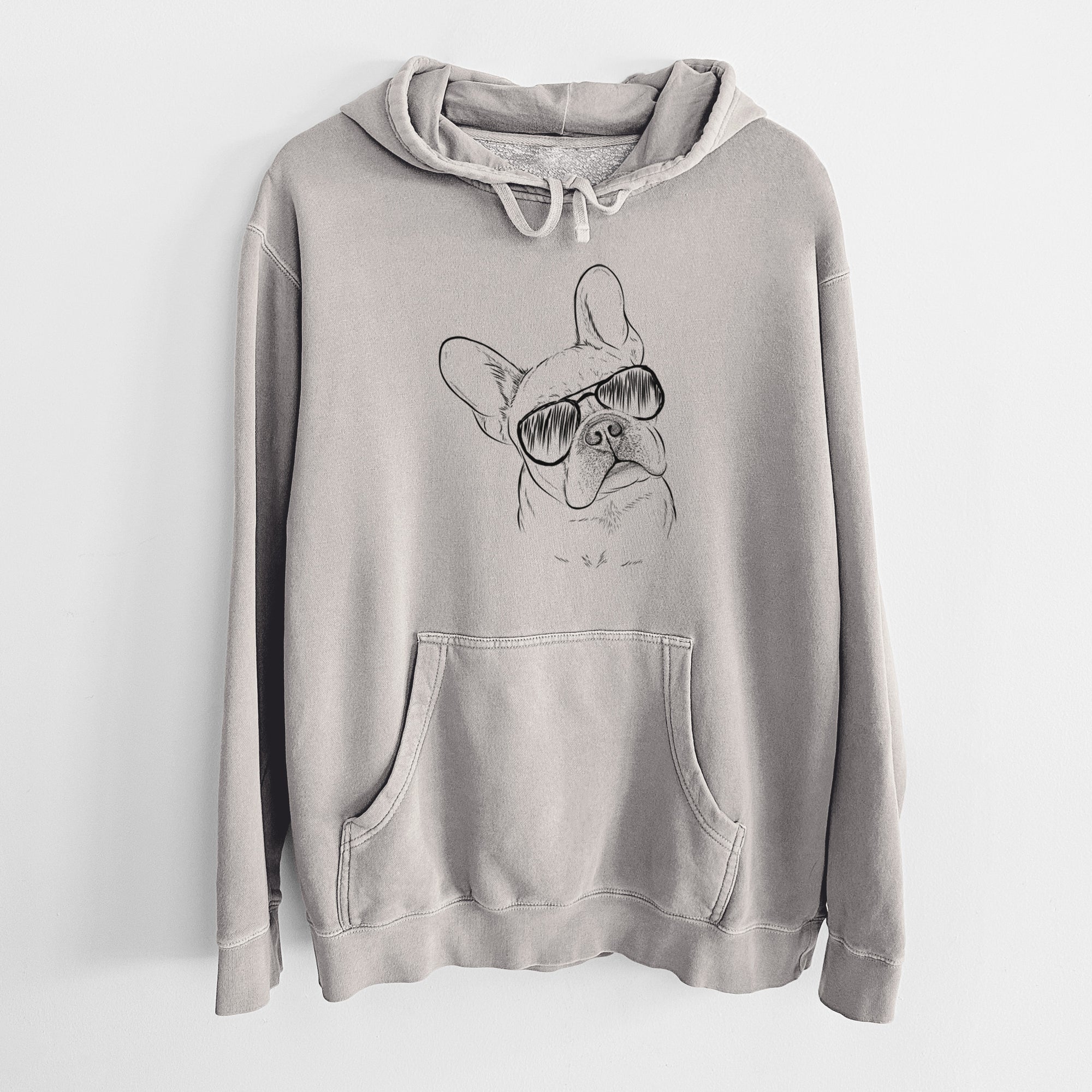 Aviator Loki the French Bulldog - Unisex Pigment Dyed Hoodie