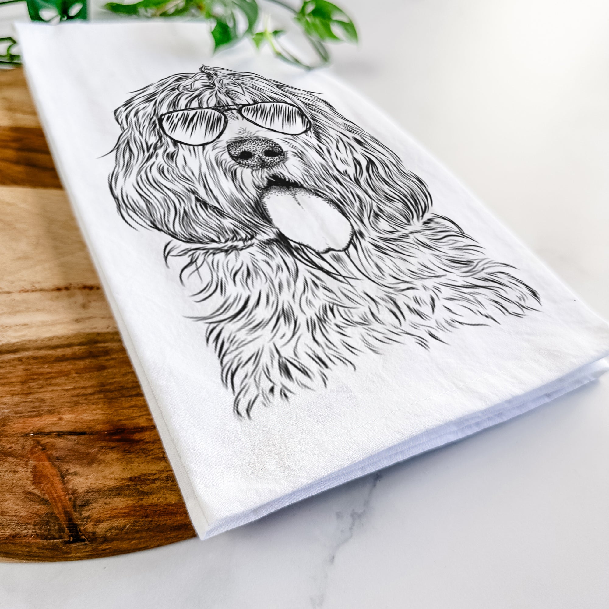 Lou the Otterhound Tea Towel