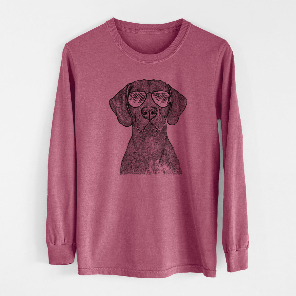 Aviator Lucifer the German Shorthaired Pointer - Men's Heavyweight 100% Cotton Long Sleeve
