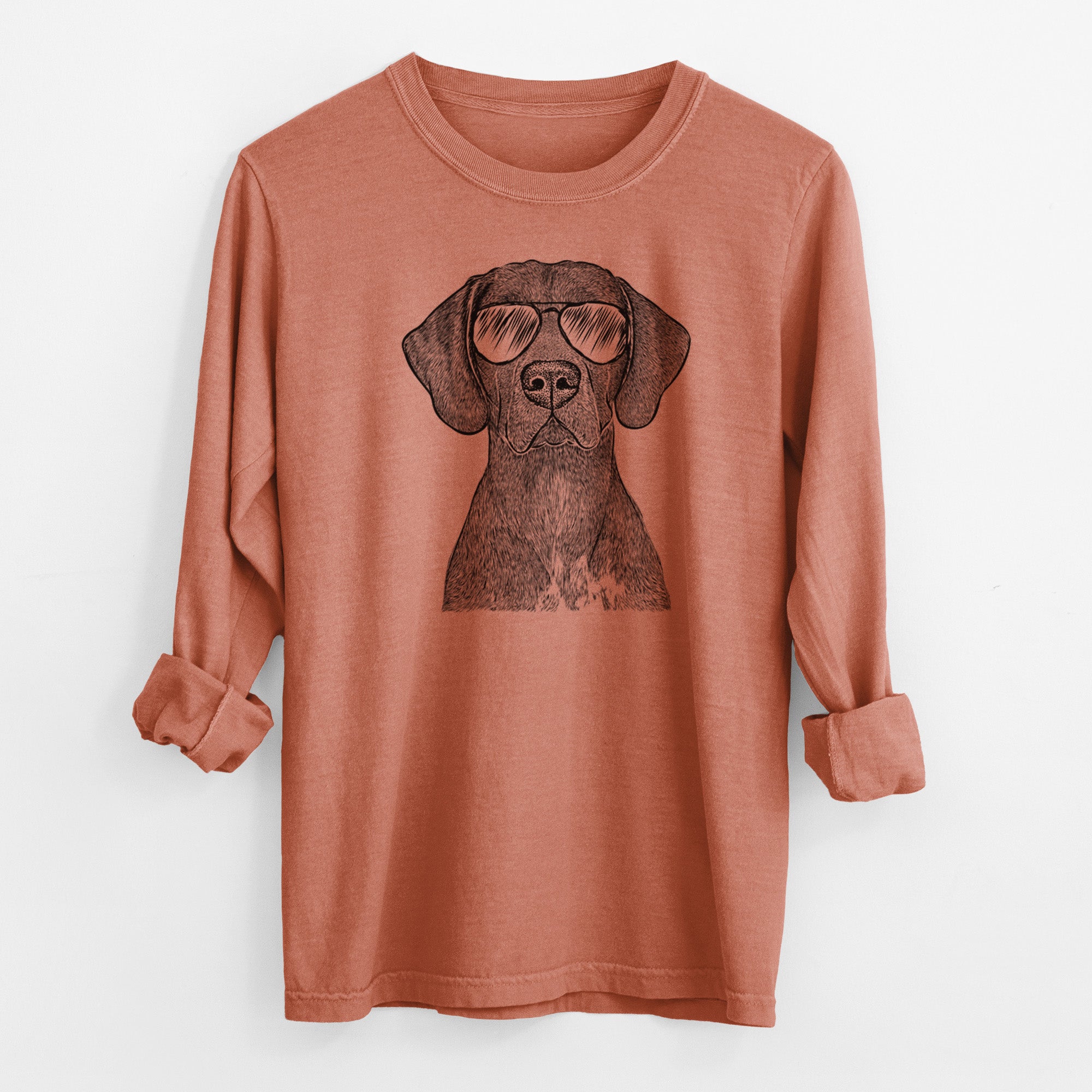 Aviator Lucifer the German Shorthaired Pointer - Men's Heavyweight 100% Cotton Long Sleeve
