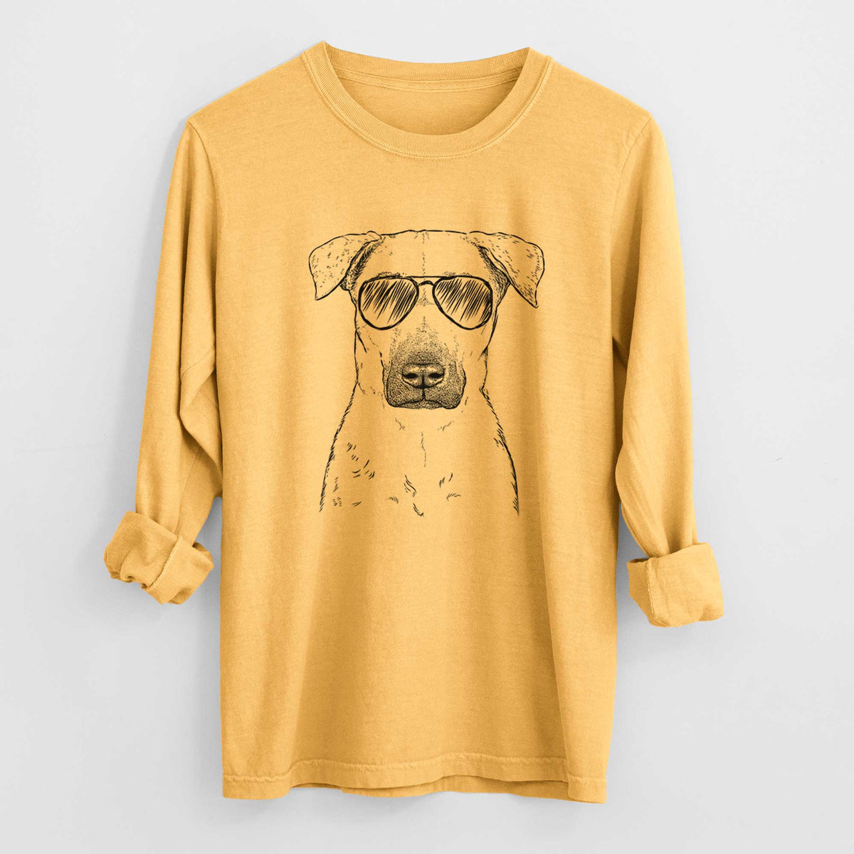 Aviator Luna the Black Mouth Cur - Men's Heavyweight 100% Cotton Long Sleeve