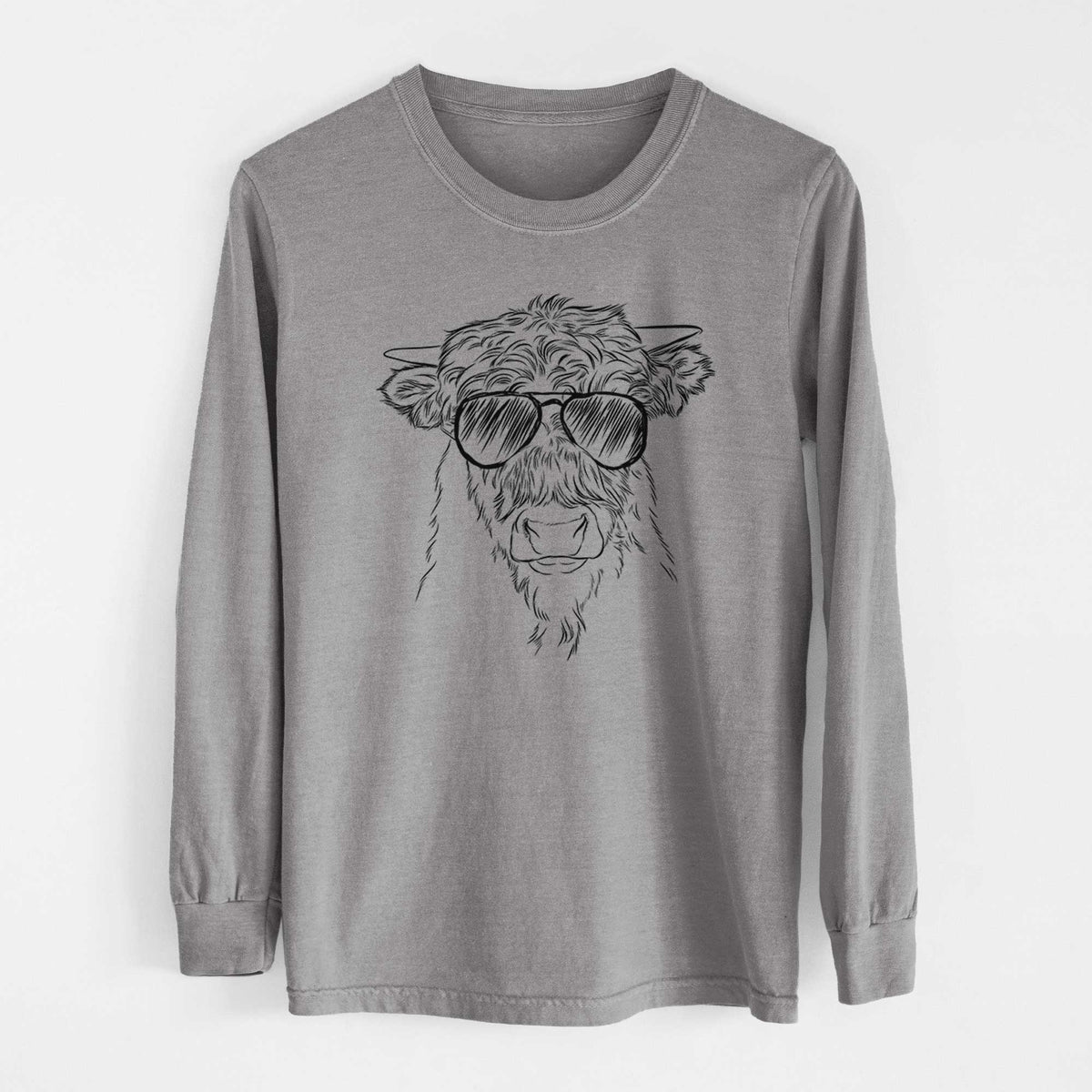 Aviator Mack the Scottish Highland Cow - Men's Heavyweight 100% Cotton Long Sleeve