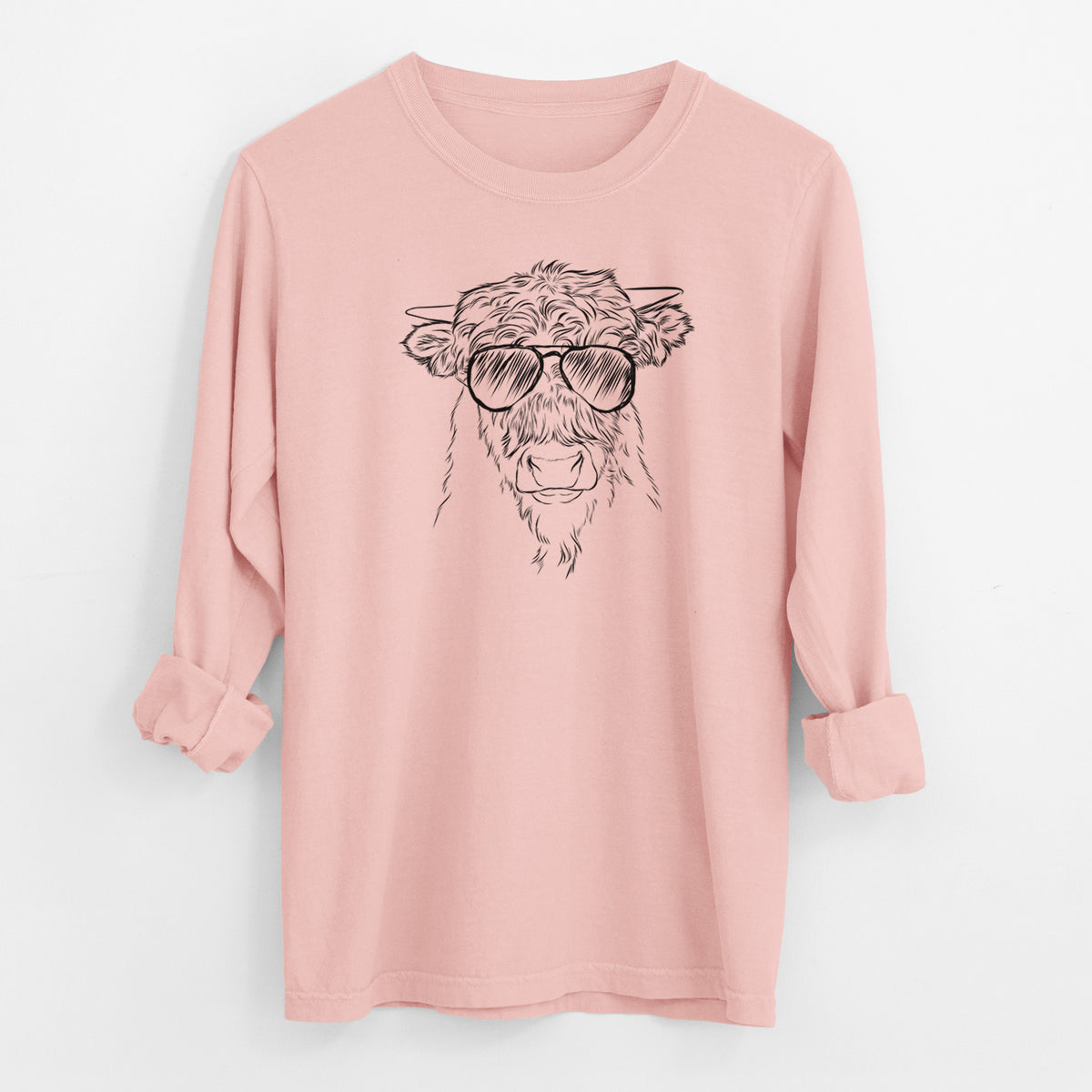 Aviator Mack the Scottish Highland Cow - Men's Heavyweight 100% Cotton Long Sleeve