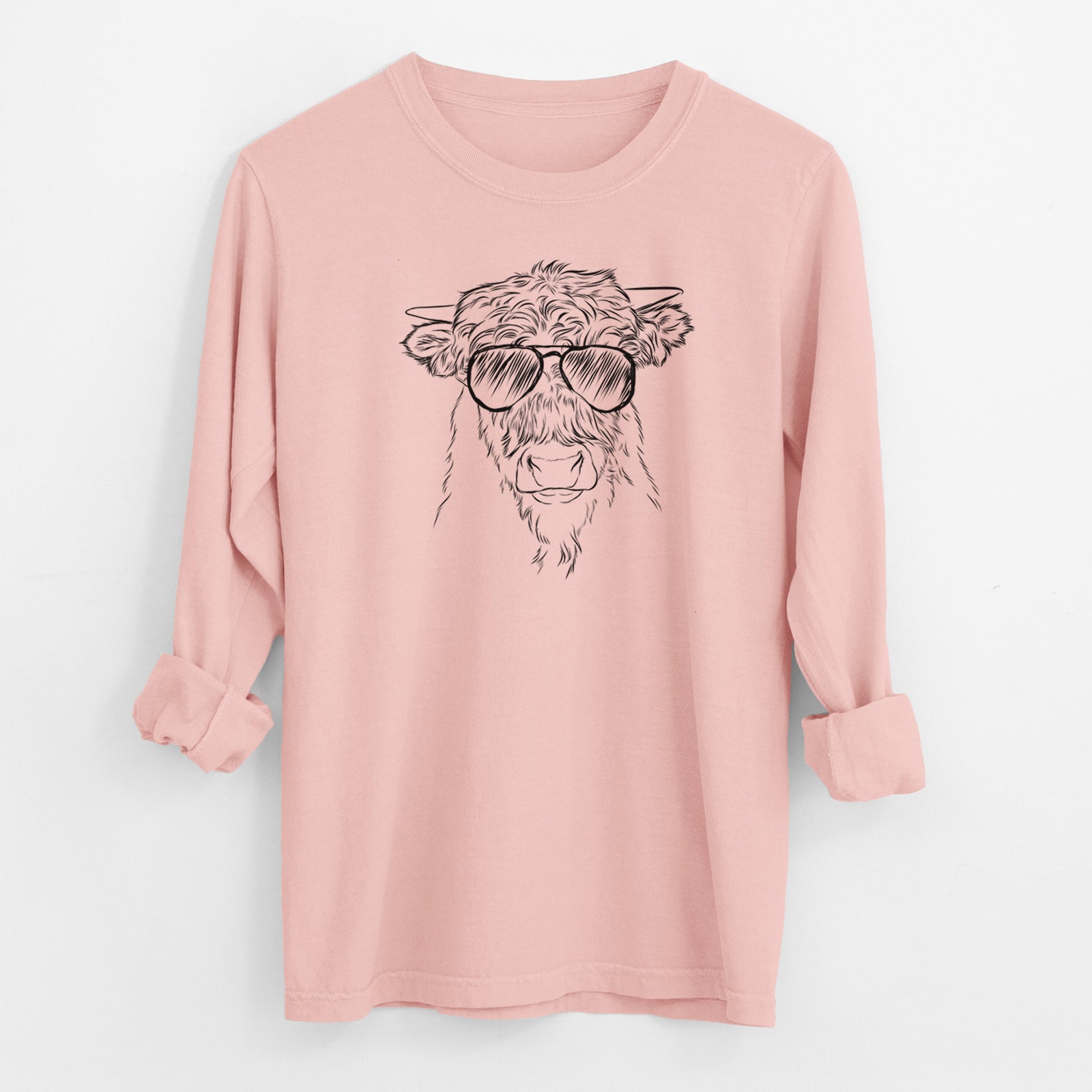 Aviator Mack the Scottish Highland Cow - Men's Heavyweight 100% Cotton Long Sleeve