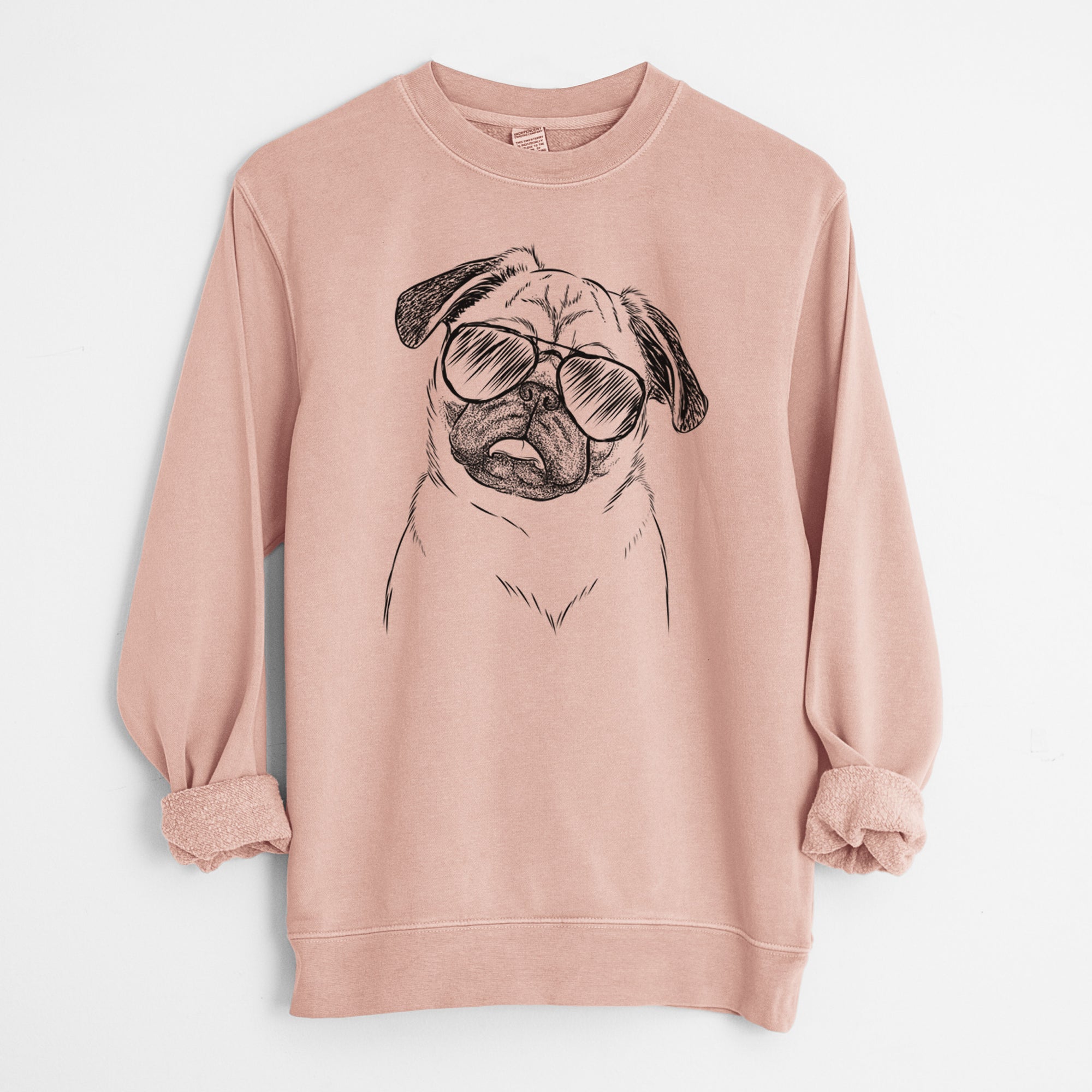 Aviator Macy the Pug - Unisex Pigment Dyed Crew Sweatshirt