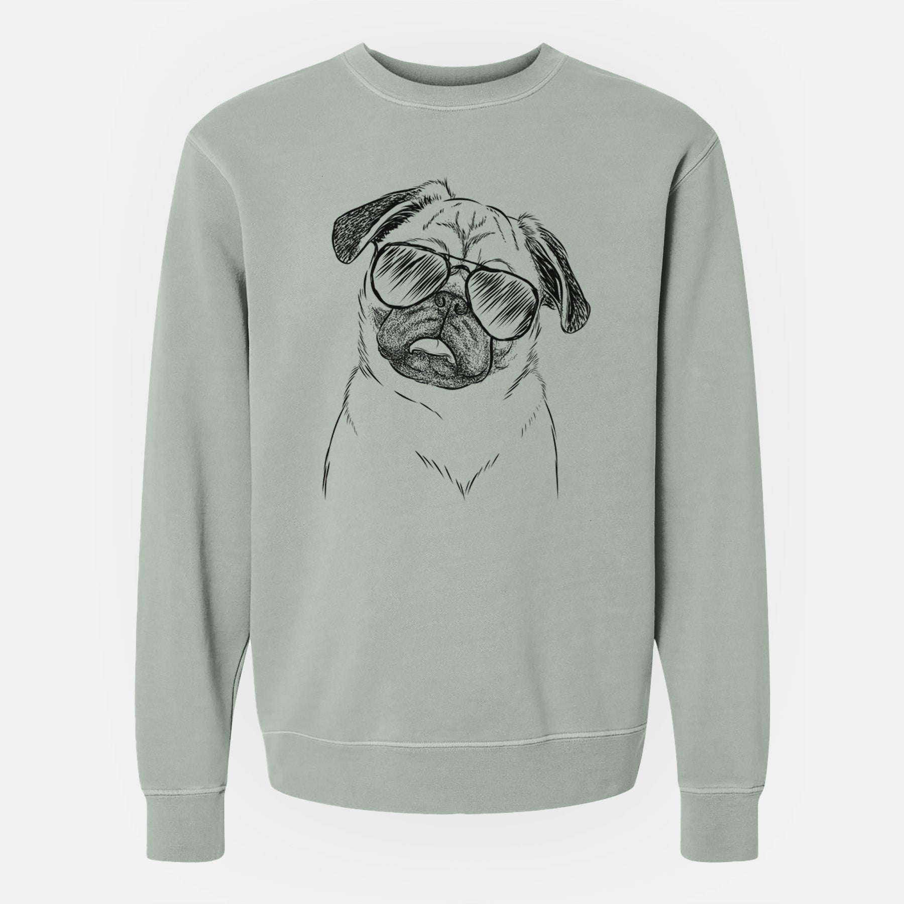 Aviator Macy the Pug - Unisex Pigment Dyed Crew Sweatshirt