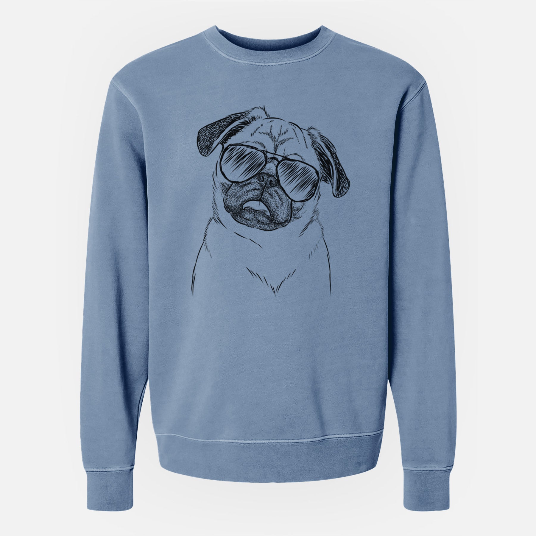 Aviator Macy the Pug - Unisex Pigment Dyed Crew Sweatshirt