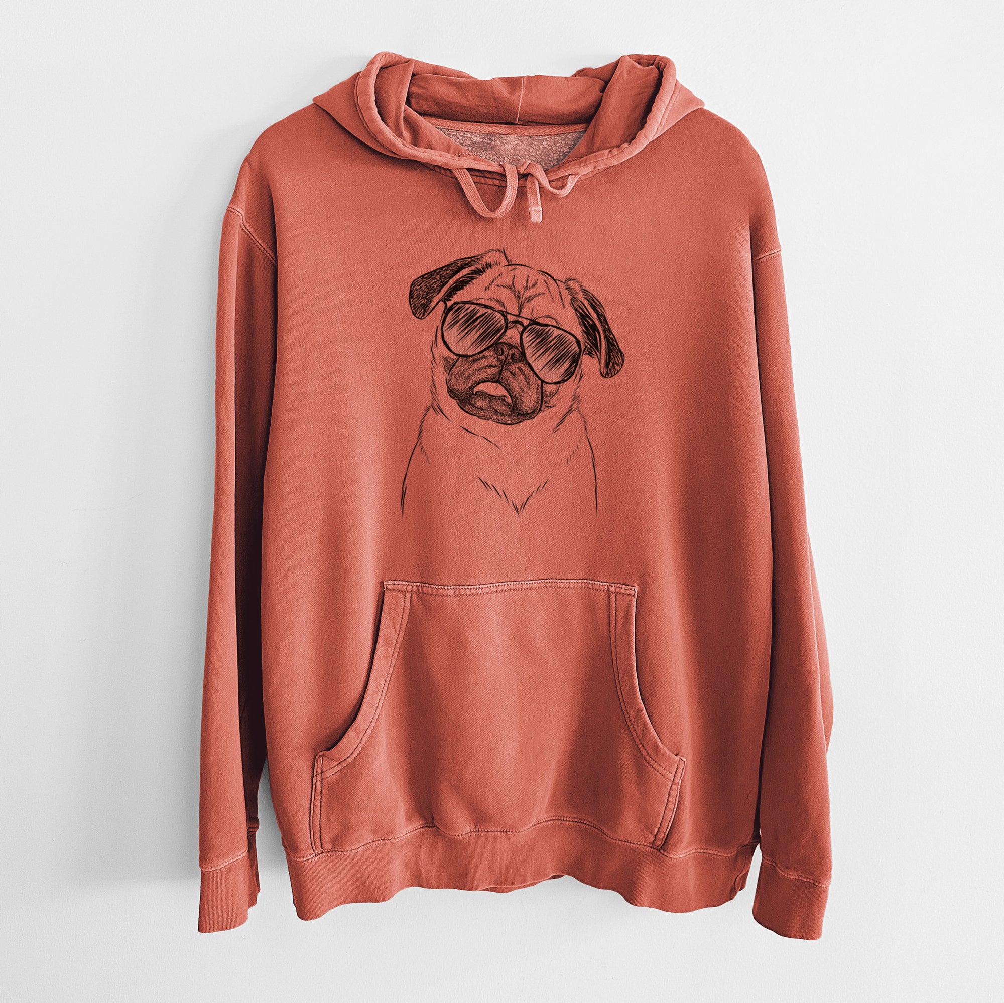 Aviator Macy the Pug - Unisex Pigment Dyed Hoodie