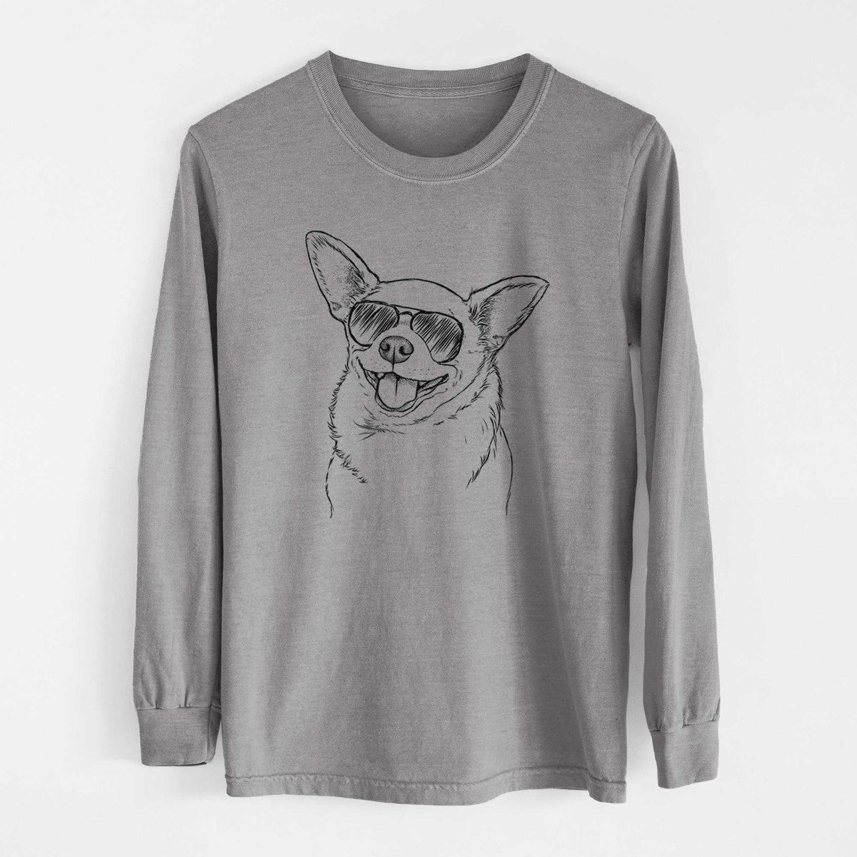 Aviator Maddison Pearl the Chihuahua - Men's Heavyweight 100% Cotton Long Sleeve