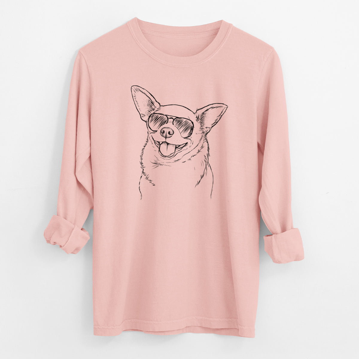 Aviator Maddison Pearl the Chihuahua - Men's Heavyweight 100% Cotton Long Sleeve