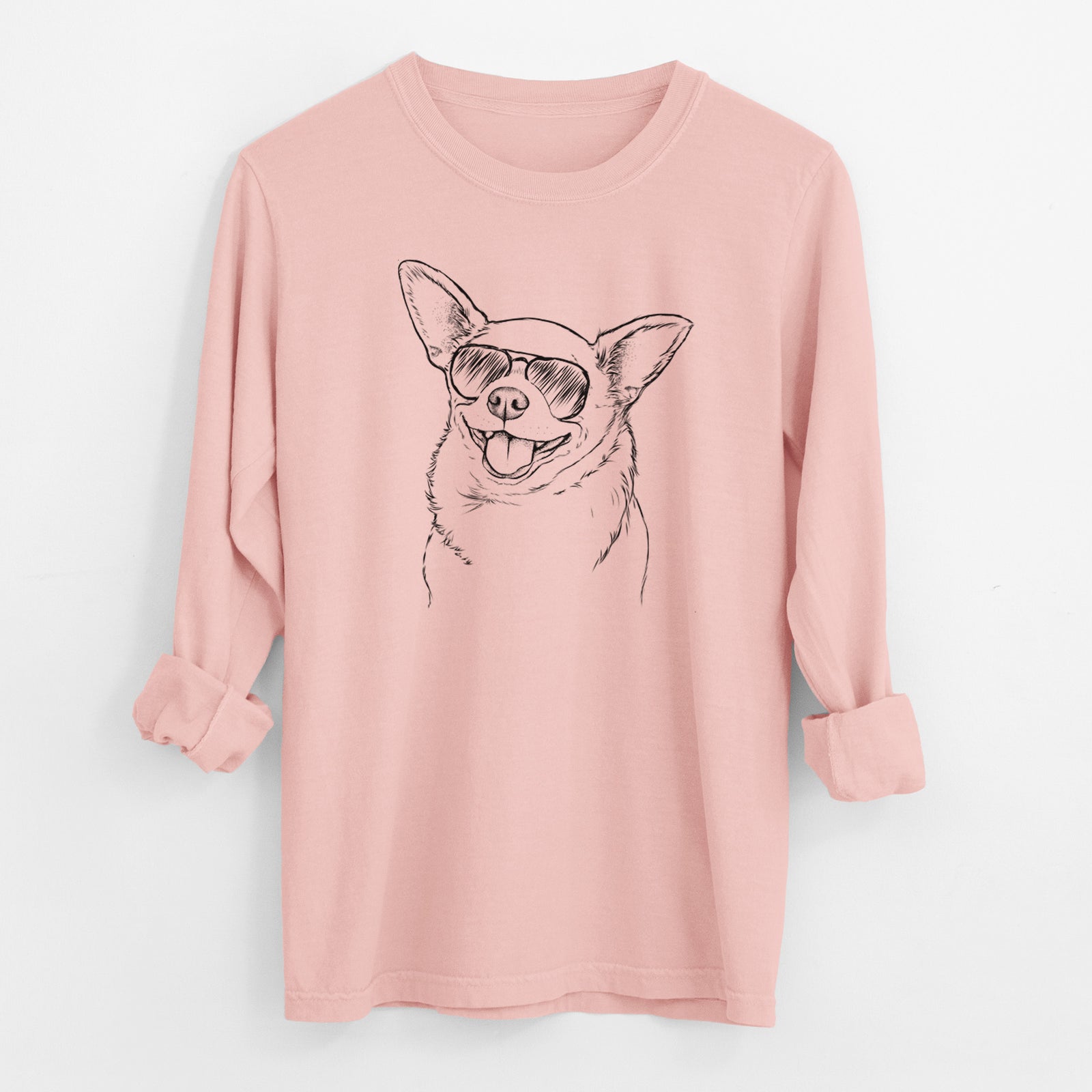 Aviator Maddison Pearl the Chihuahua - Men's Heavyweight 100% Cotton Long Sleeve
