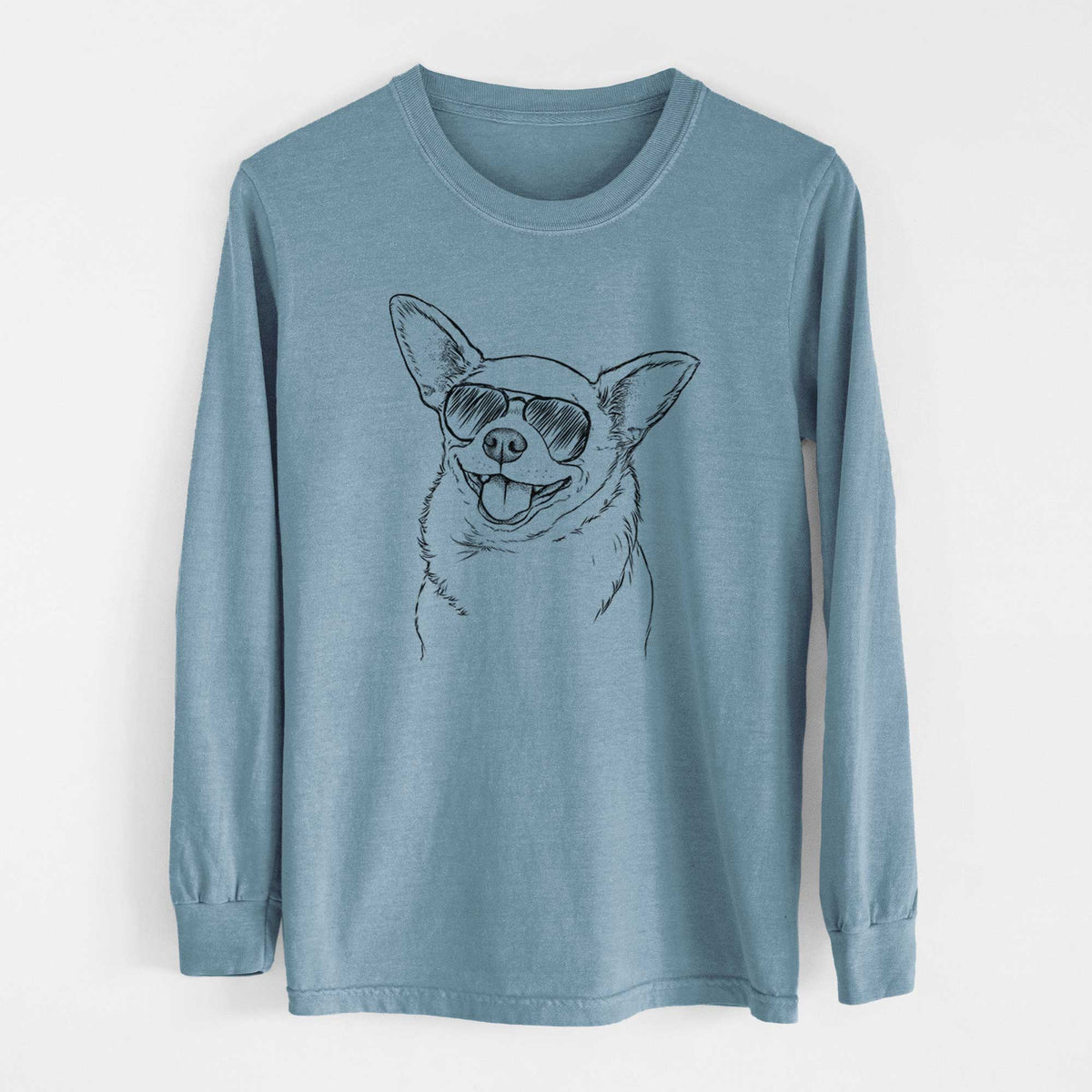 Aviator Maddison Pearl the Chihuahua - Men's Heavyweight 100% Cotton Long Sleeve