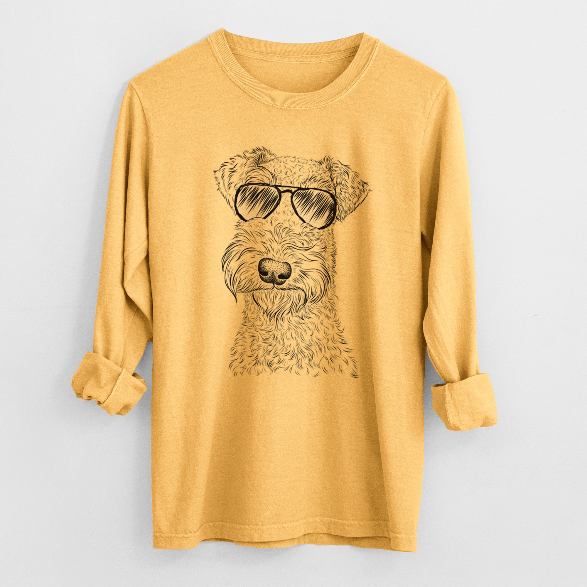 Aviator Roc Haven Maggie May the Airedale Terrier - Men's Heavyweight 100% Cotton Long Sleeve