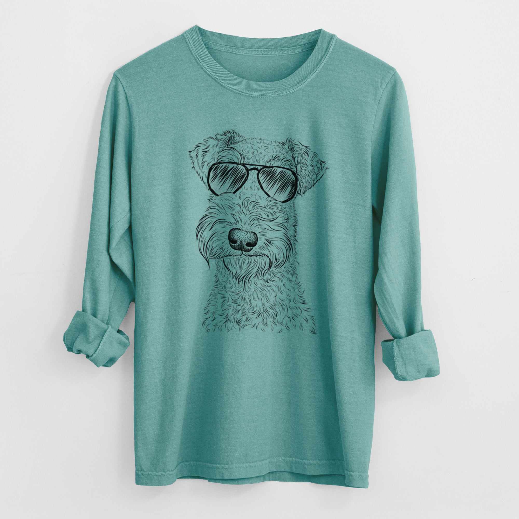 Aviator Roc Haven Maggie May the Airedale Terrier - Men's Heavyweight 100% Cotton Long Sleeve