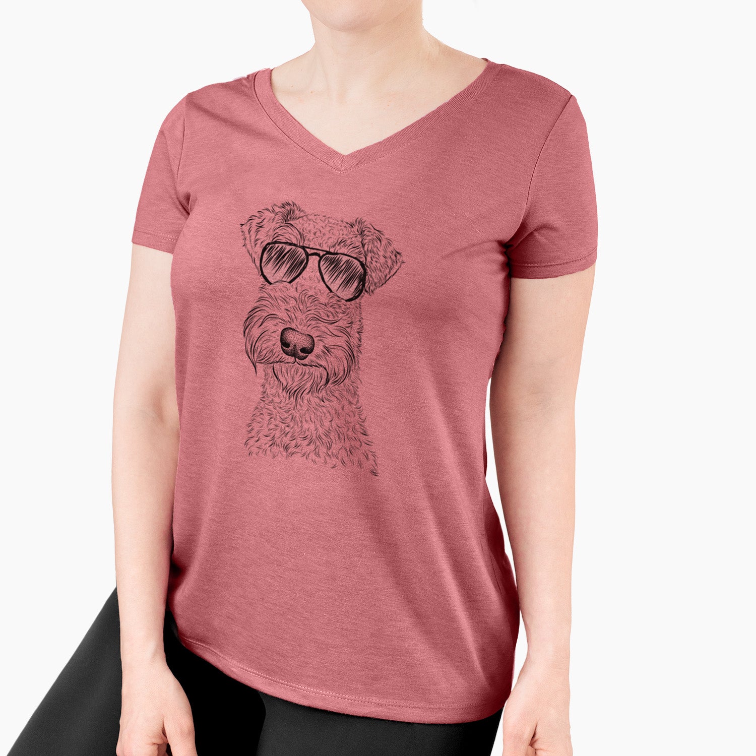 Aviator Roc Haven Maggie May the Airedale Terrier - Women's V-neck Shirt