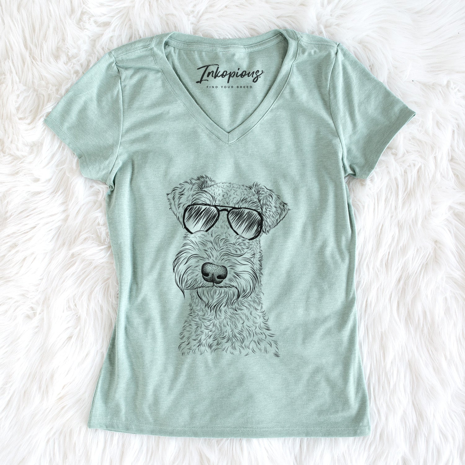 Aviator Roc Haven Maggie May the Airedale Terrier - Women's V-neck Shirt