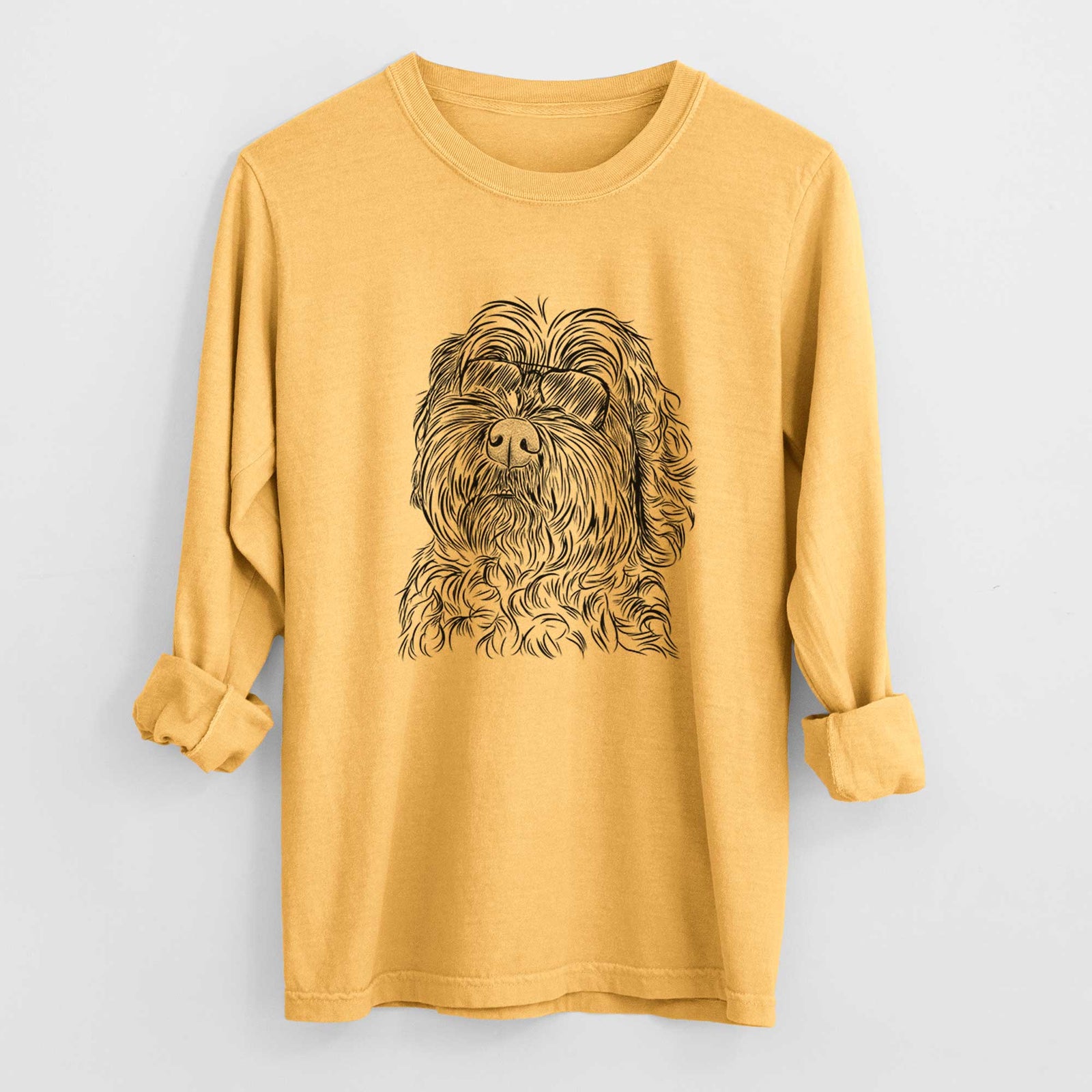 Aviator Maggie Girl the Cockapoo - Men's Heavyweight 100% Cotton Long Sleeve