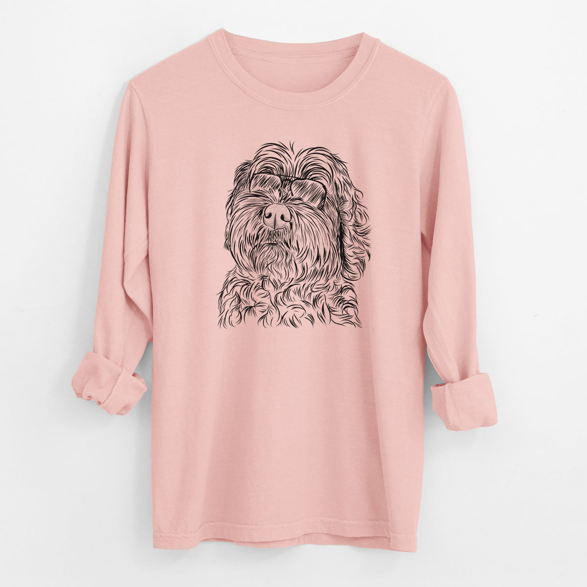 Aviator Maggie Girl the Cockapoo - Men's Heavyweight 100% Cotton Long Sleeve