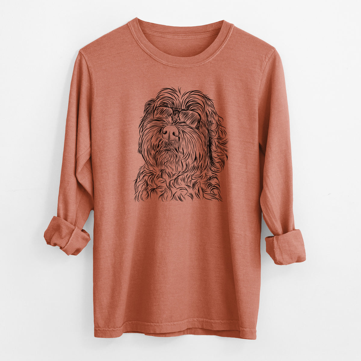Aviator Maggie Girl the Cockapoo - Men's Heavyweight 100% Cotton Long Sleeve
