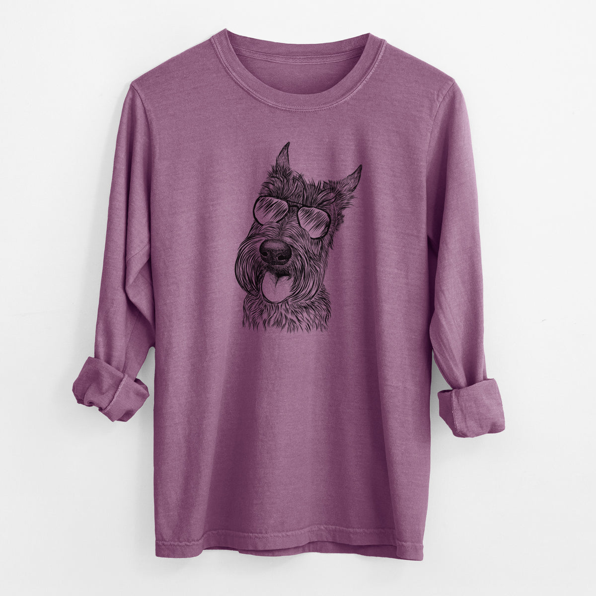 Aviator Magnus the Scottish Terrier - Men's Heavyweight 100% Cotton Long Sleeve