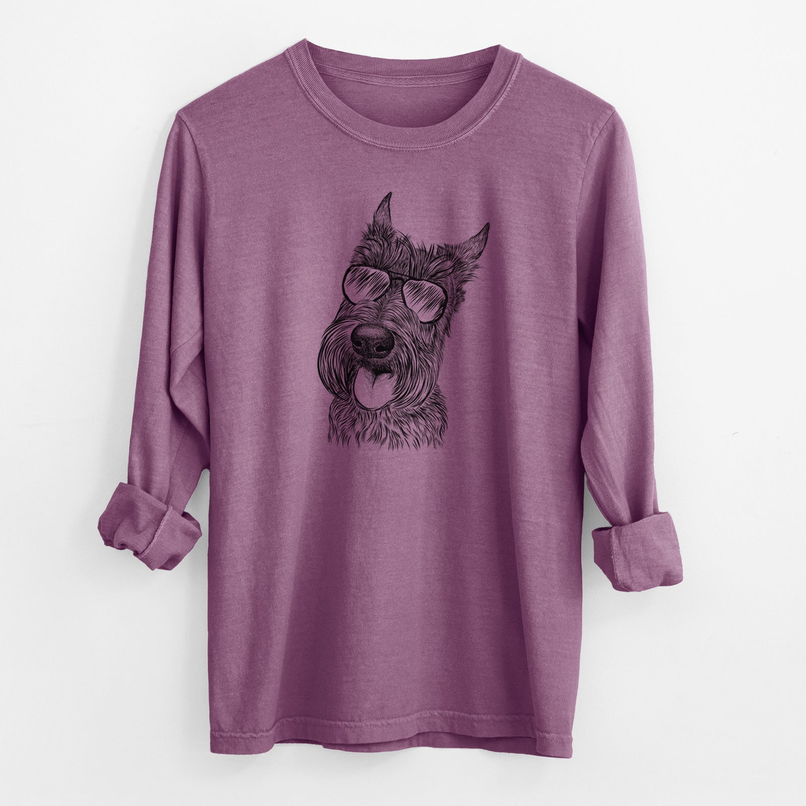 Aviator Magnus the Scottish Terrier - Men's Heavyweight 100% Cotton Long Sleeve