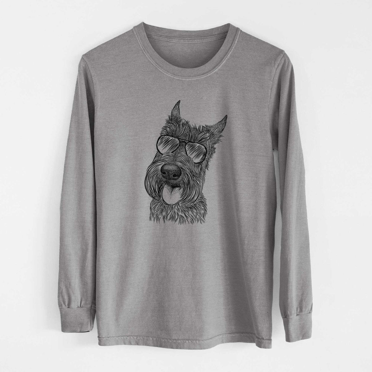Aviator Magnus the Scottish Terrier - Men's Heavyweight 100% Cotton Long Sleeve