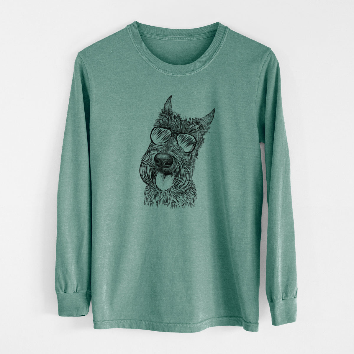 Aviator Magnus the Scottish Terrier - Men's Heavyweight 100% Cotton Long Sleeve