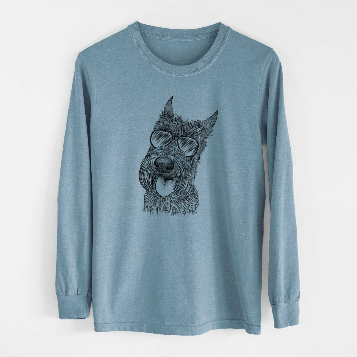 Aviator Magnus the Scottish Terrier - Men's Heavyweight 100% Cotton Long Sleeve