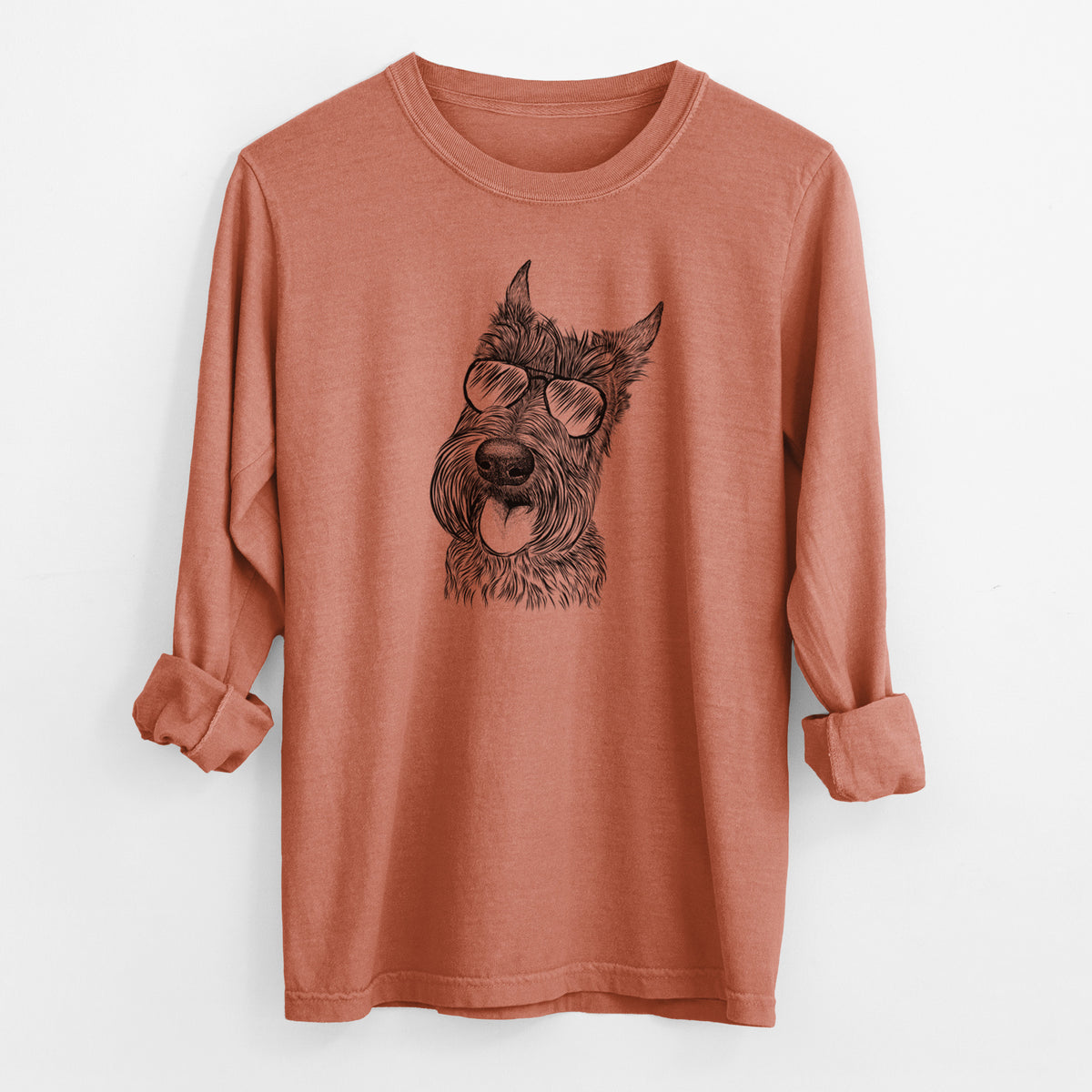 Aviator Magnus the Scottish Terrier - Men's Heavyweight 100% Cotton Long Sleeve