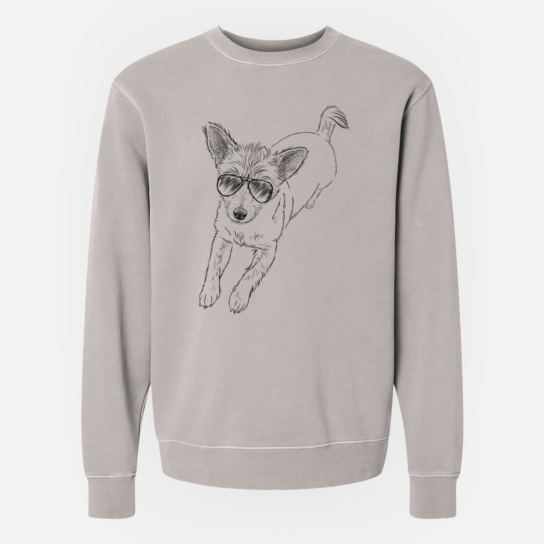 Aviator Maisie the Terrier Mix - Unisex Pigment Dyed Crew Sweatshirt