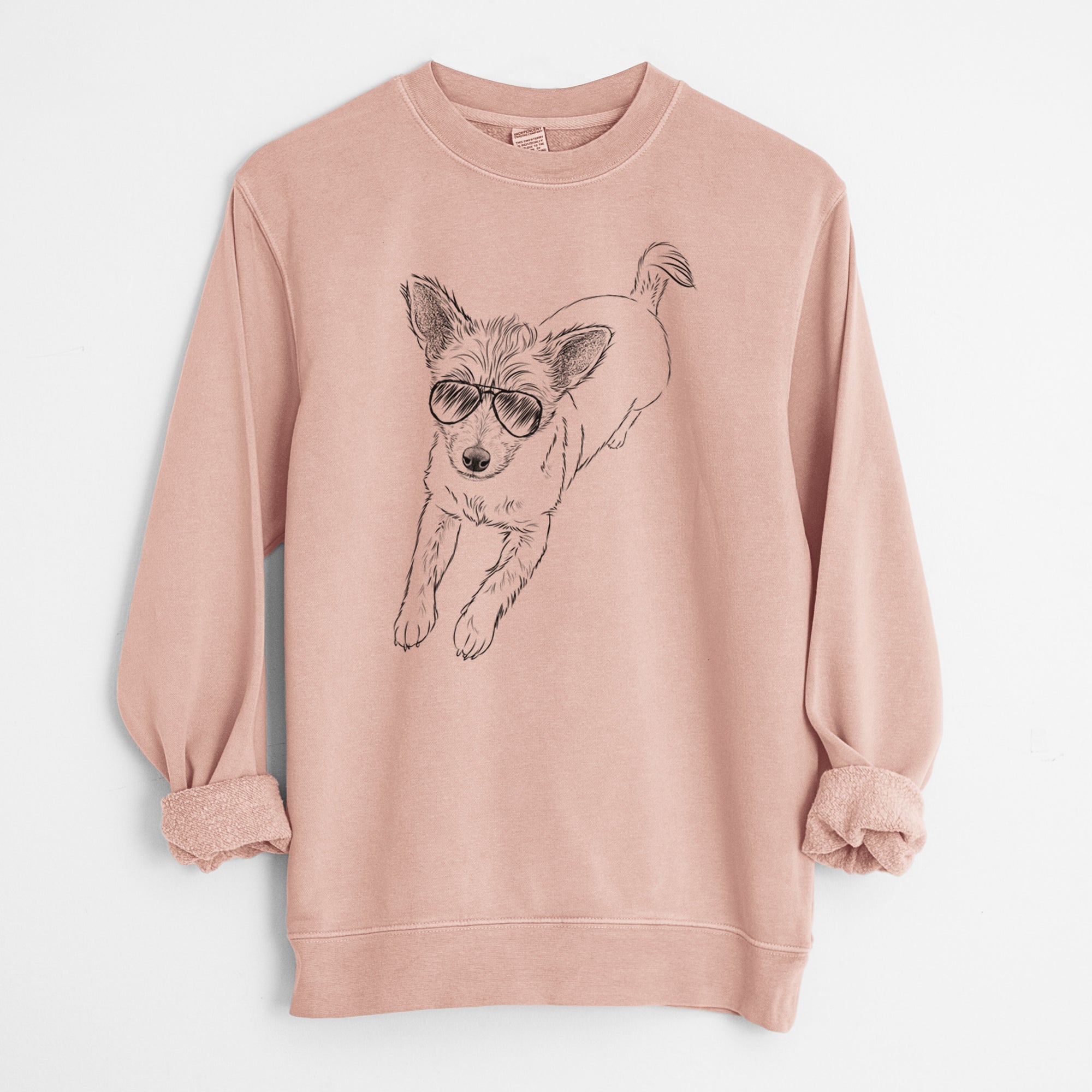 Aviator Maisie the Terrier Mix - Unisex Pigment Dyed Crew Sweatshirt