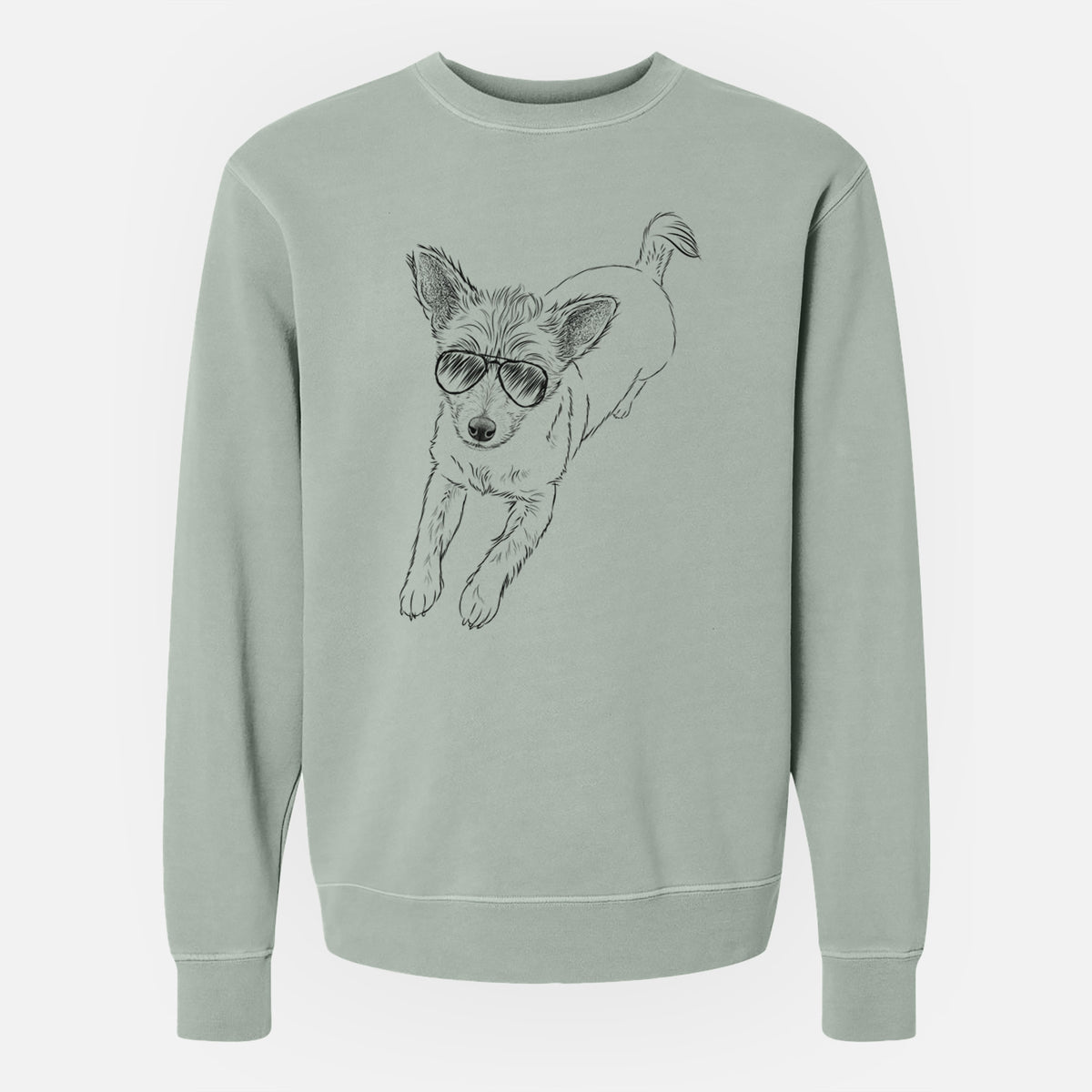 Aviator Maisie the Terrier Mix - Unisex Pigment Dyed Crew Sweatshirt