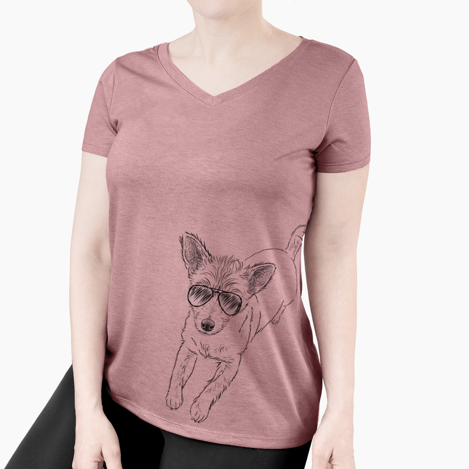 Aviator Maisie the Terrier Mix - Women's V-neck Shirt