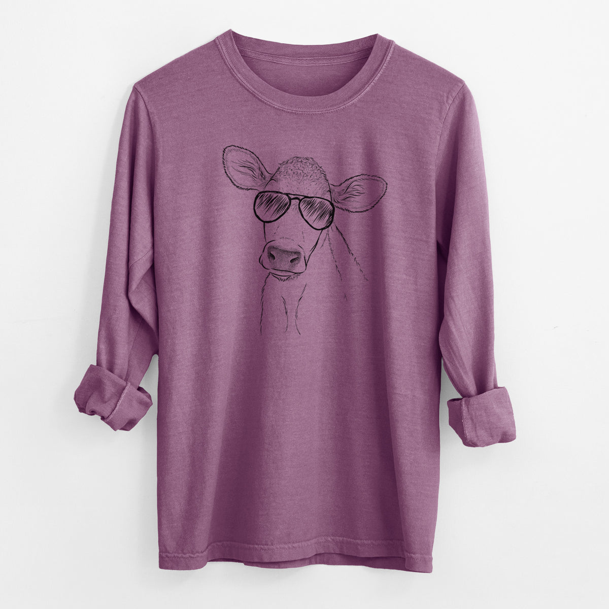 Aviator Malu the Cow - Men's Heavyweight 100% Cotton Long Sleeve