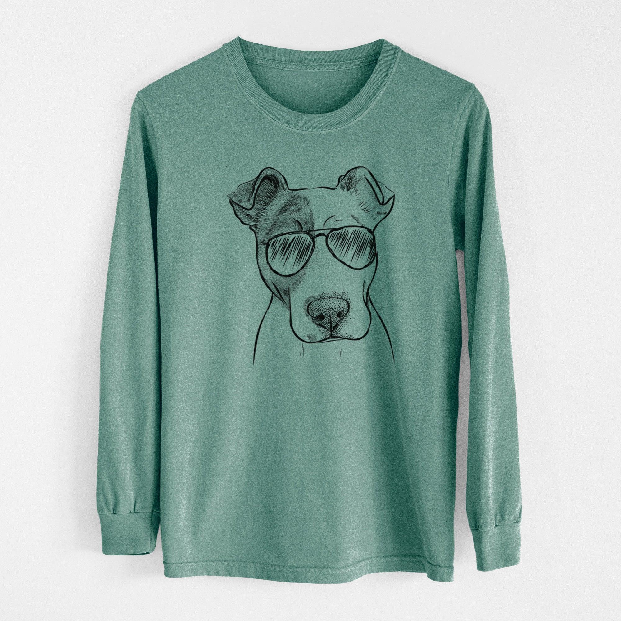 Aviator Manchi the Pitbull Mix - Men's Heavyweight 100% Cotton Long Sleeve