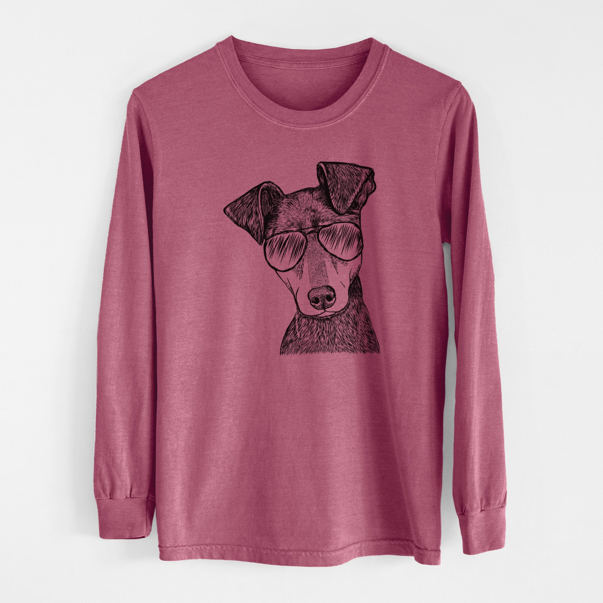 Aviator Manny the Manchester Terrier - Men's Heavyweight 100% Cotton Long Sleeve