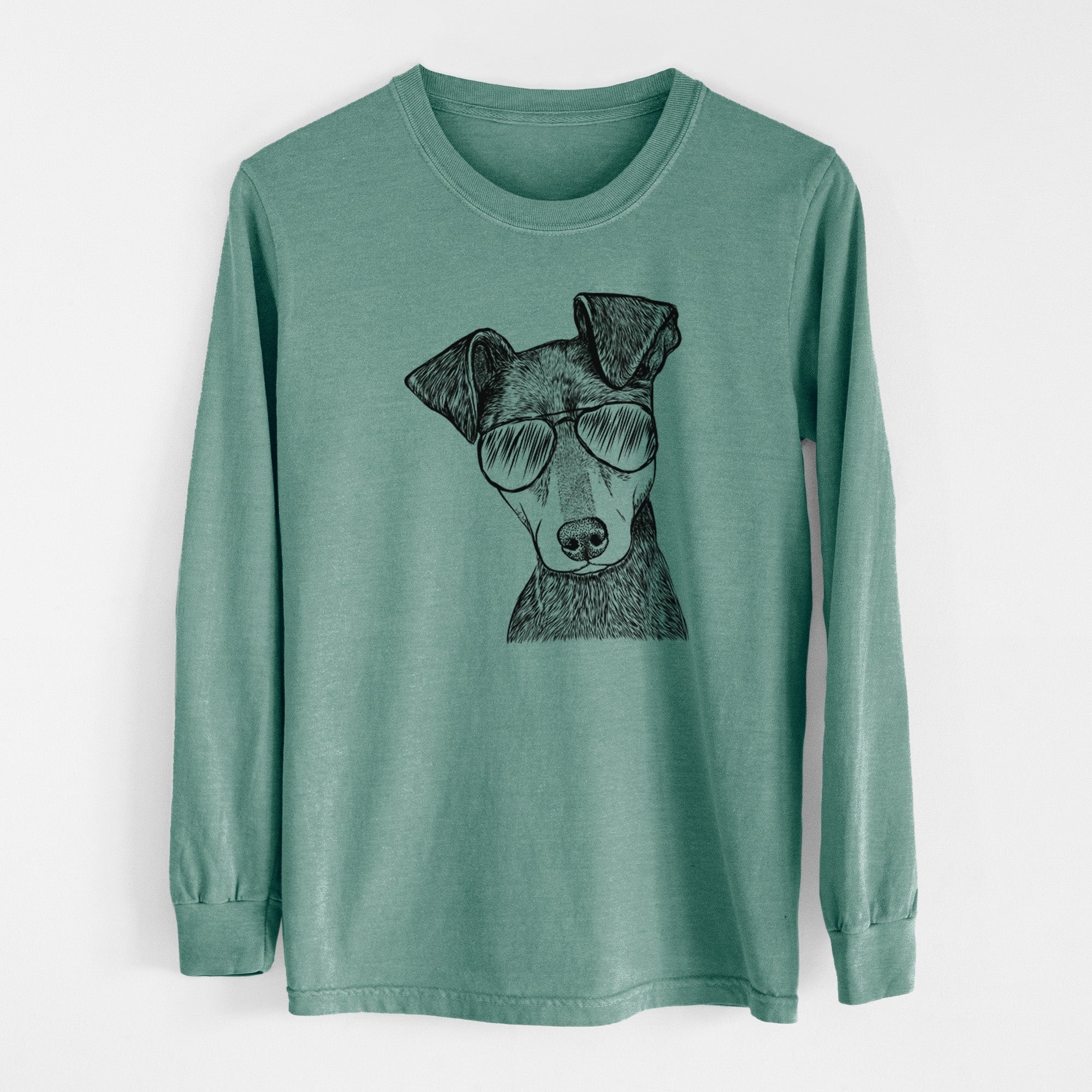 Aviator Manny the Manchester Terrier - Men's Heavyweight 100% Cotton Long Sleeve