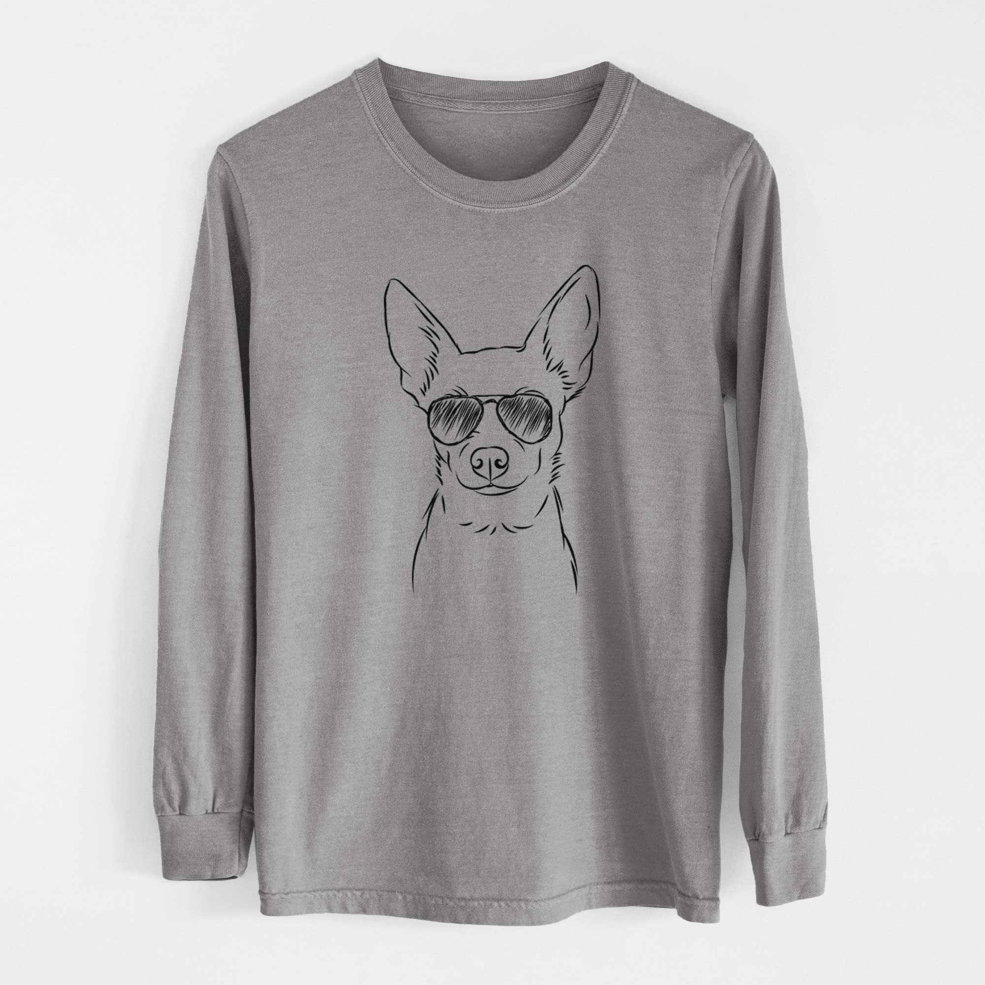 Aviator Martini the Chihuahua - Men's Heavyweight 100% Cotton Long Sleeve