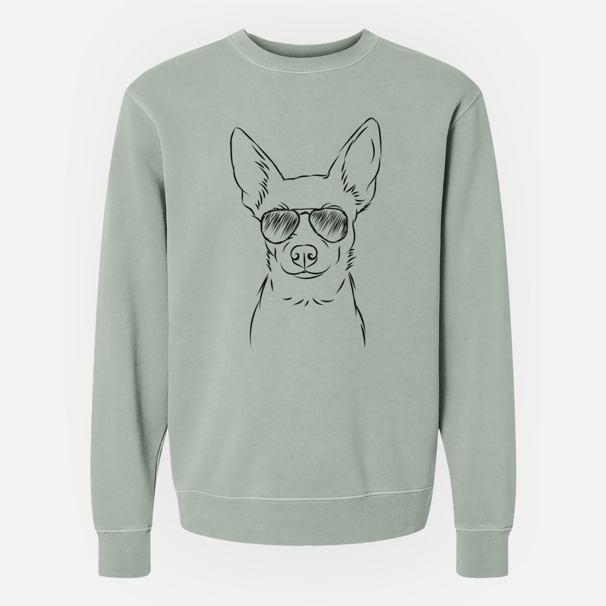 Aviator Martini the Chihuahua - Unisex Pigment Dyed Crew Sweatshirt