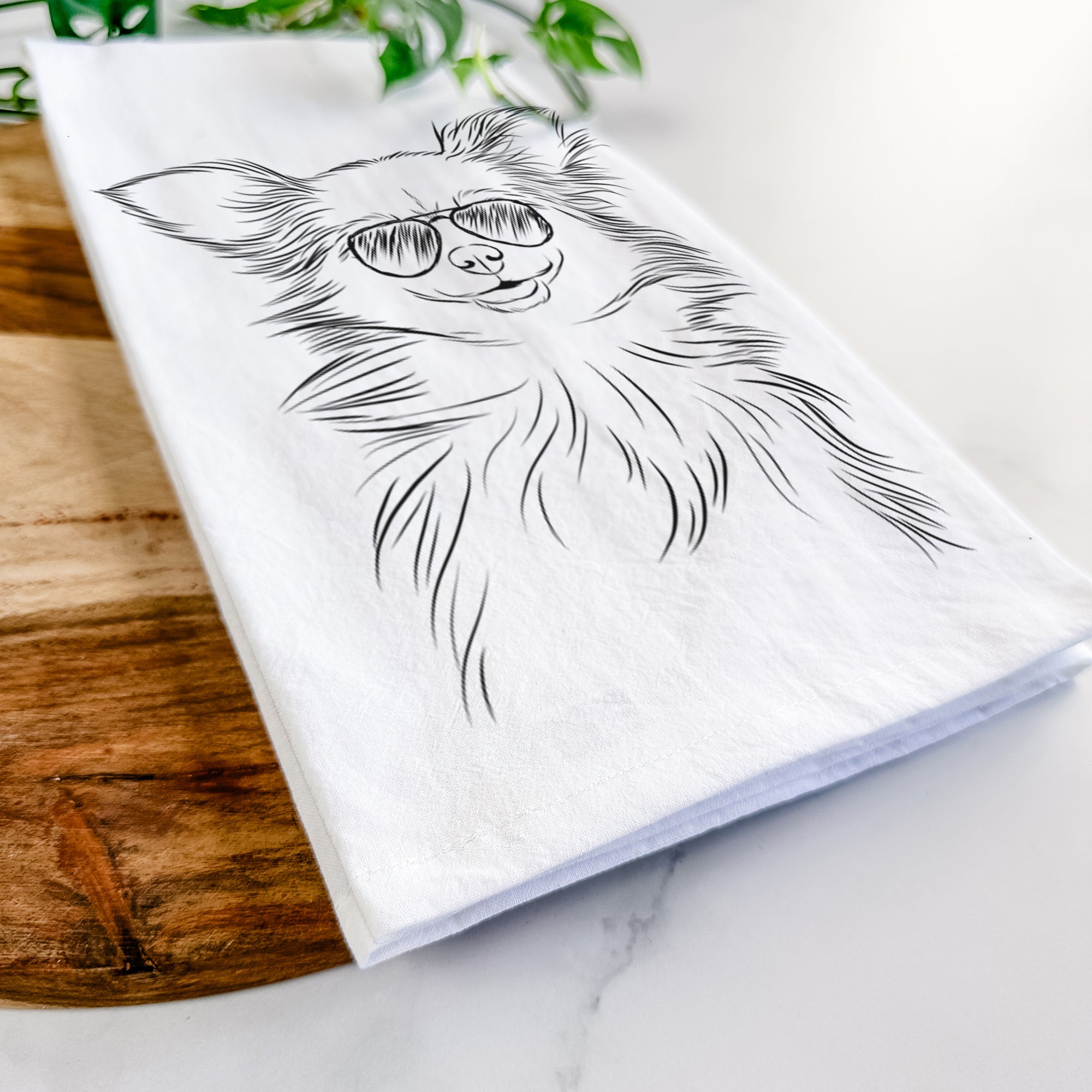 Marzi the Long Haired Chihuahua Tea Towel