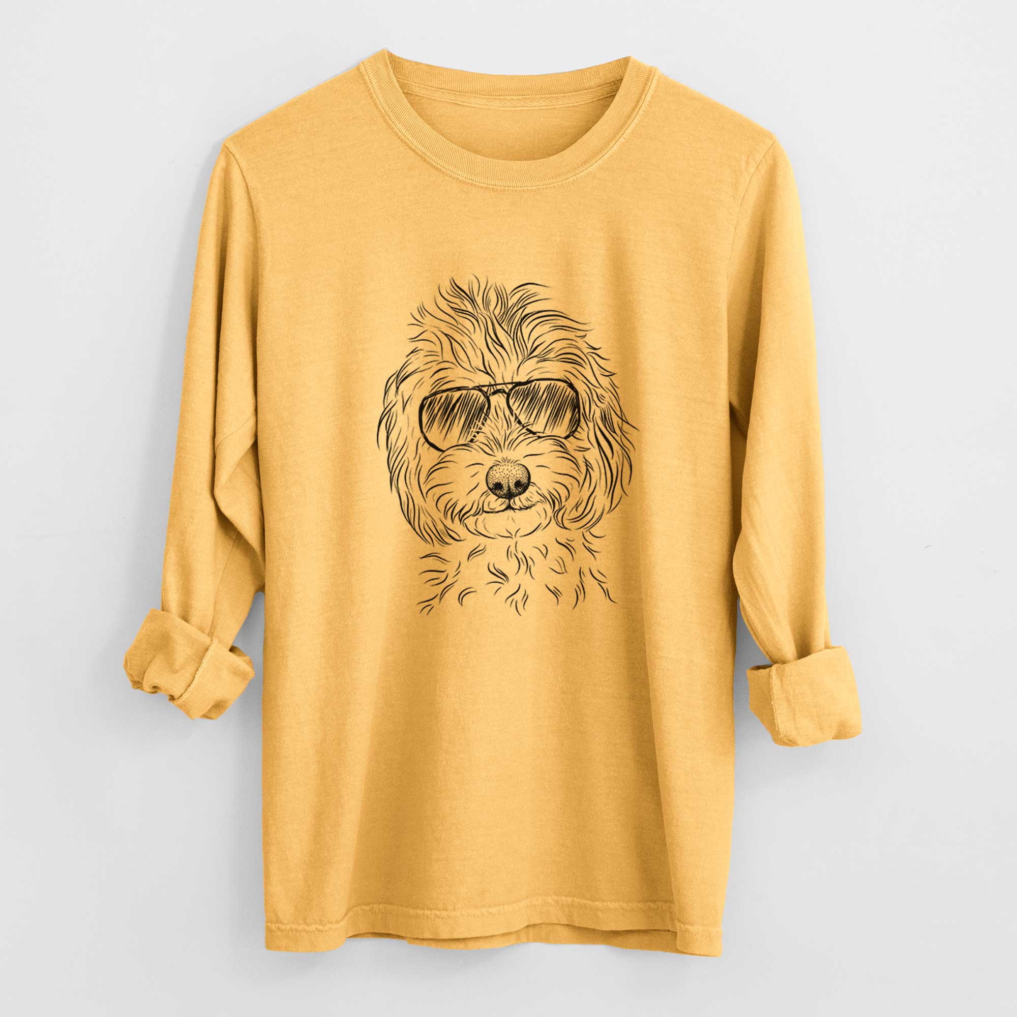 Aviator Mason the Cavapoo - Men's Heavyweight 100% Cotton Long Sleeve