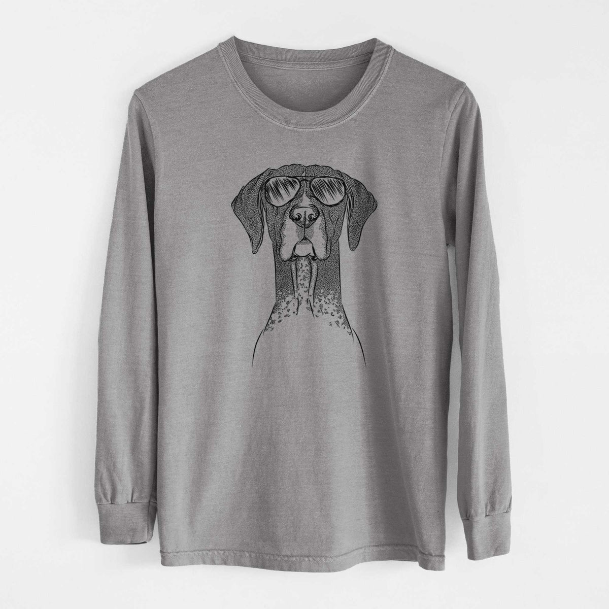 Aviator Mattis the German Shorthaired Pointer - Men's Heavyweight 100% Cotton Long Sleeve