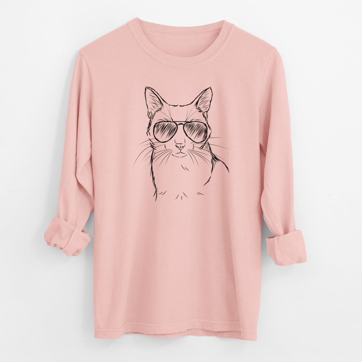 Aviator Maverick the Cat - Men's Heavyweight 100% Cotton Long Sleeve