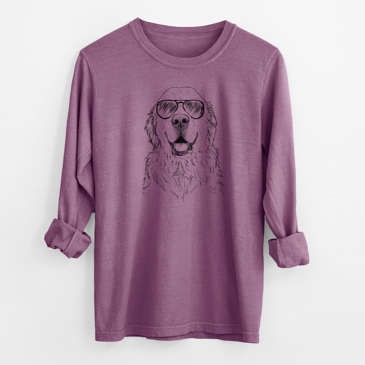 Aviator Maximus the Golden Retriever - Men's Heavyweight 100% Cotton Long Sleeve