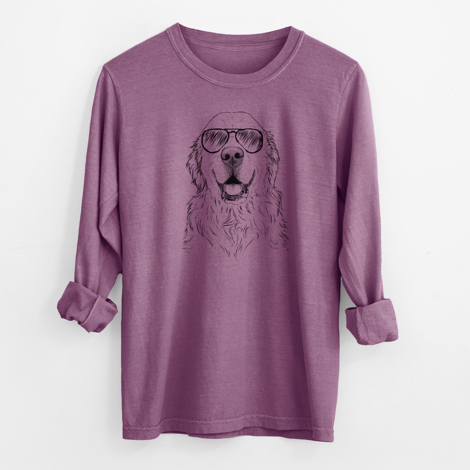 Aviator Maximus the Golden Retriever - Men's Heavyweight 100% Cotton Long Sleeve