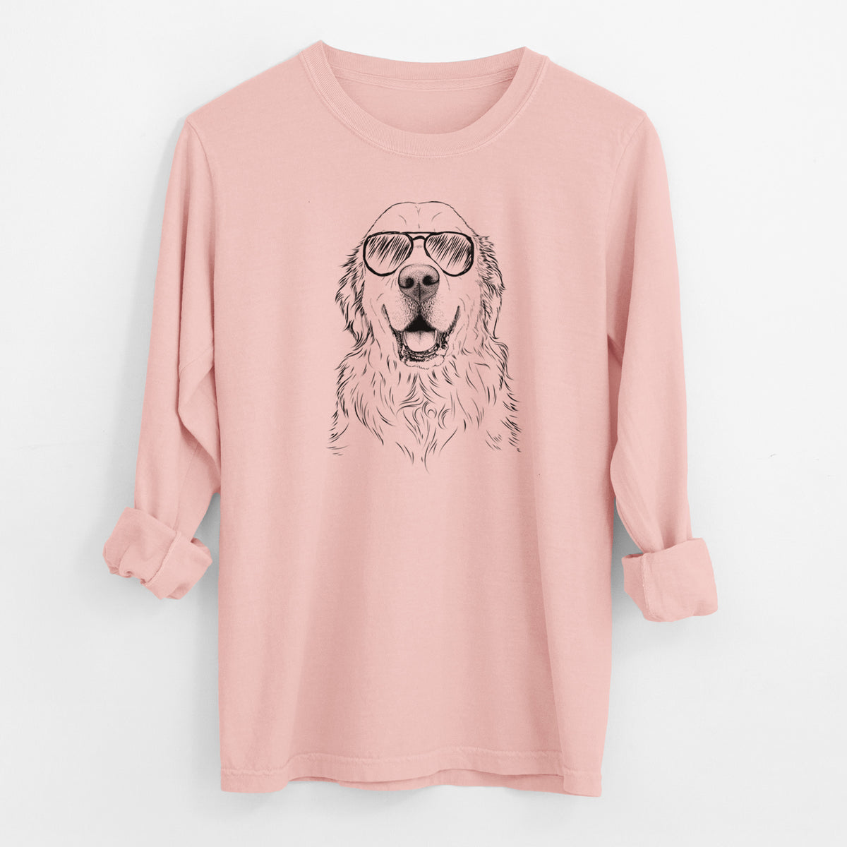 Aviator Maximus the Golden Retriever - Men's Heavyweight 100% Cotton Long Sleeve