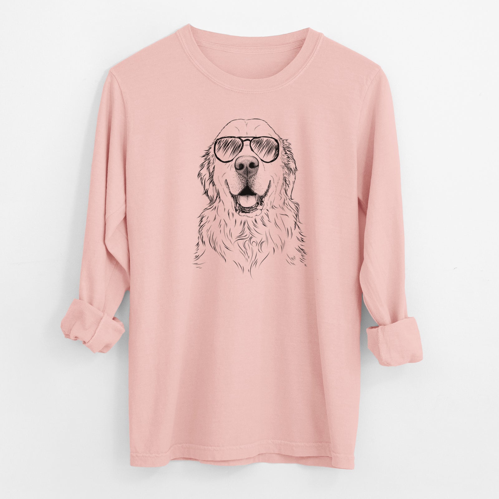 Aviator Maximus the Golden Retriever - Men's Heavyweight 100% Cotton Long Sleeve