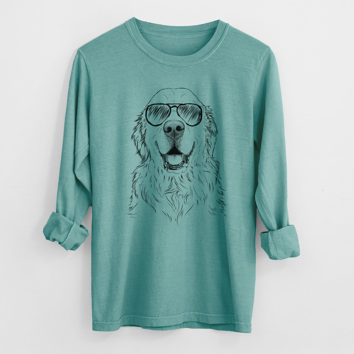 Aviator Maximus the Golden Retriever - Men's Heavyweight 100% Cotton Long Sleeve