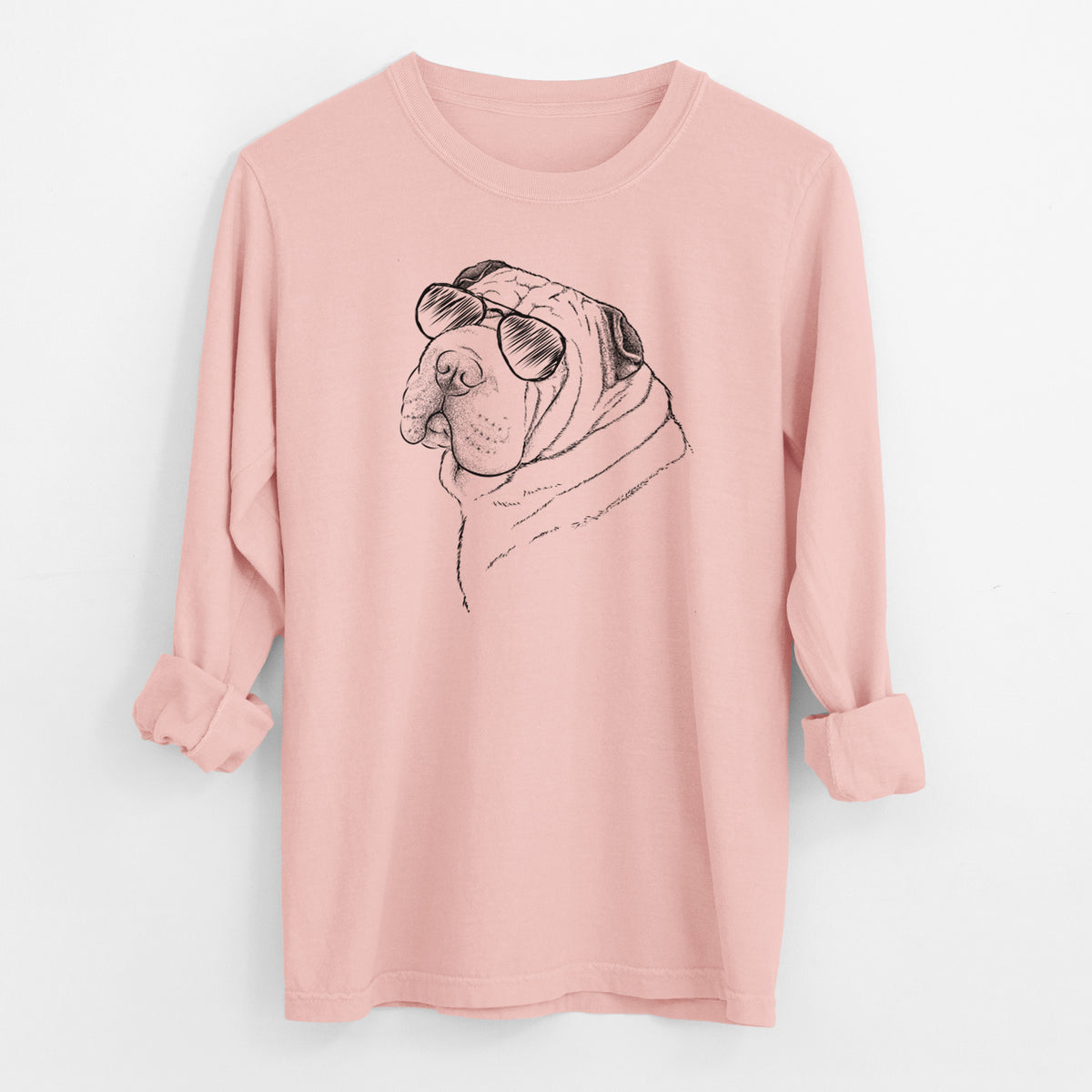 Aviator Maximus the Shar Pei - Men's Heavyweight 100% Cotton Long Sleeve